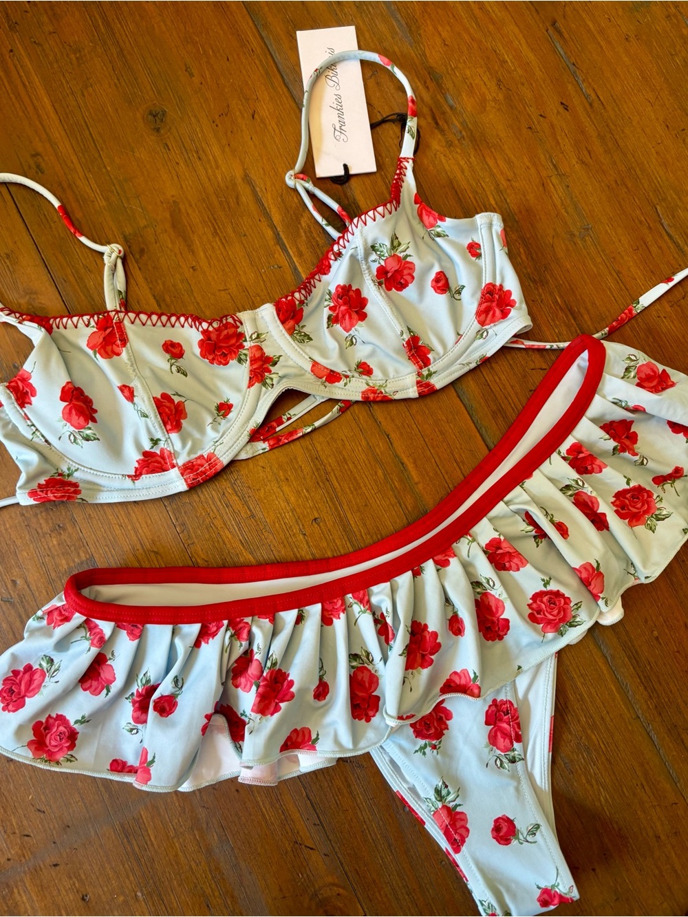NWT Frankie’s bikinis rosewater floral bikini set